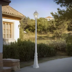 Lámpara de exterior Edana de Lindby, 211 cm, blanca, metal, E27, IP44