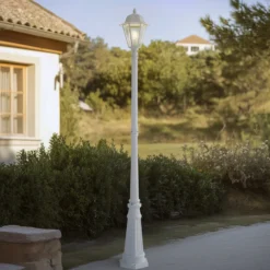 Lámpara de exterior Edana de Lindby, 211 cm, blanca, metal, E27, IP44