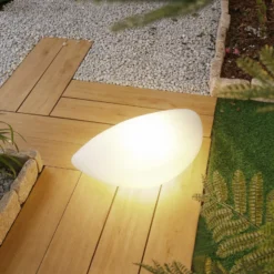 Lámpara de exterior Lindby Arani, blanca, plástico, con enchufe