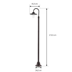 Lámpara de exterior Lindby Bilma, 1 luz, color óxido, 220 cm, cristal, IP65