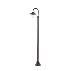 Lámpara de exterior Lindby Bilma, 1 luz, color óxido, 220 cm, cristal, IP65
