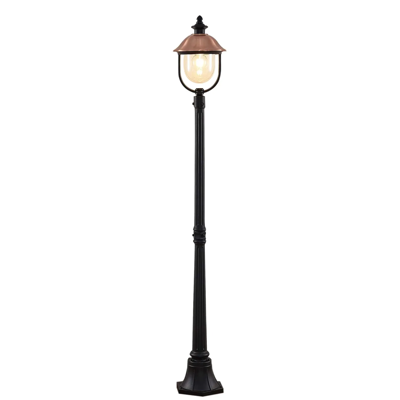 Lámpara de exterior Lindby Clint, 177 cm, metal, resistente al agua salada, E27