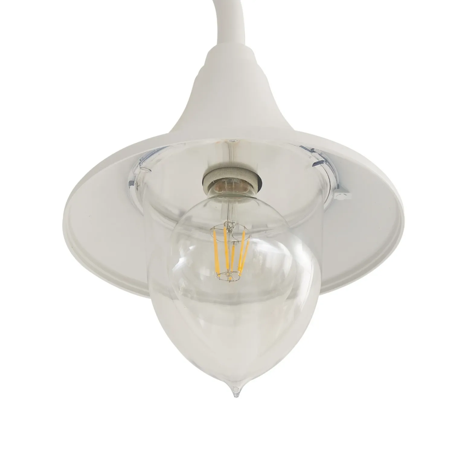 Lámpara de exterior Lindby Madea, blanca, 2 luces, 213 cm, E27, IP44