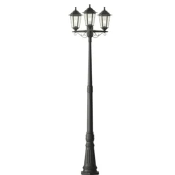 Lámpara de exterior Lindby Nane, 217 cm, negra, resistente al agua salada, E27