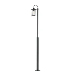 Lámpara de exterior Lindby Zayn, negra, 1 luz, altura 220 cm, IP65