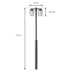 Lámpara de exterior Lucande Chandan, altura 215 cm, color antracita, 2 luces.