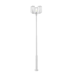 Lámpara de exterior Lucande Siveta, altura 240 cm, 3 luces, gris claro