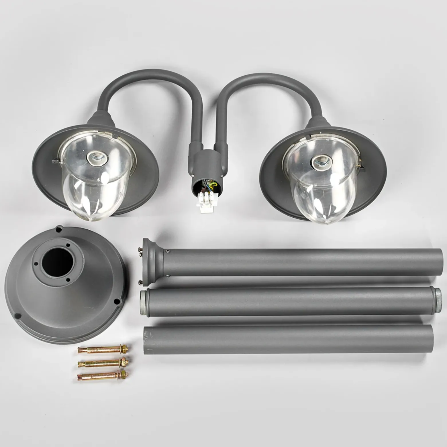 Lámpara de exterior Madea de Lindby, gris, 2 luces, 212 cm, E27, IP44