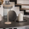 Lámpara de mesa con batería Booha, beige, metal, IP44, atenuable
