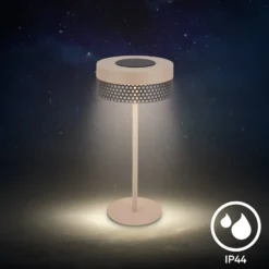 Lámpara de mesa con batería Booha, beige, metal, IP44, atenuable