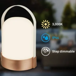 lámpara de mesa LED ASA BIG, bronce/blanco, altura 24 cm, IP44