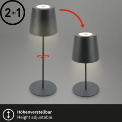 Lámpara de mesa LED con batería 7508015, antracita 2.700 K IP44 Touchdim