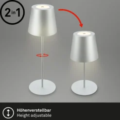Lámpara de mesa LED con batería 7508014 cromo mate 2.700 K IP44 Touchdim