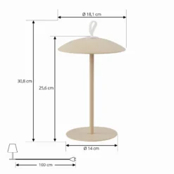 Lámpara de mesa LED con batería de Lindby Kanani, beige, atenuable
