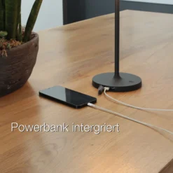 Lámpara de mesa LED con batería Flus, negro/blanco