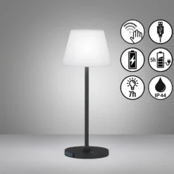 Lámpara de mesa LED con batería Flus, negro/blanco