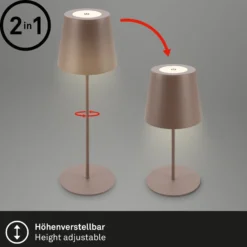 Lámpara de mesa LED con batería 7508012, marrón, 2.700 K IP44 Regulador táctil