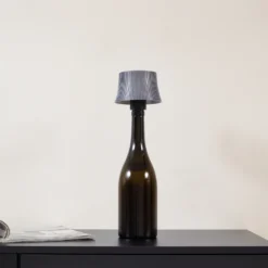 Lámpara de mesa LED con batería recargable Lindby Linor, gris humo, USB,