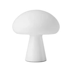 Lámpara de mesa LED Gubi Obello, blanco perla, IP44, cristal