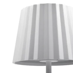 Lámpara de mesa LED Lindby Esali, blanca, ranuras, 29 cm