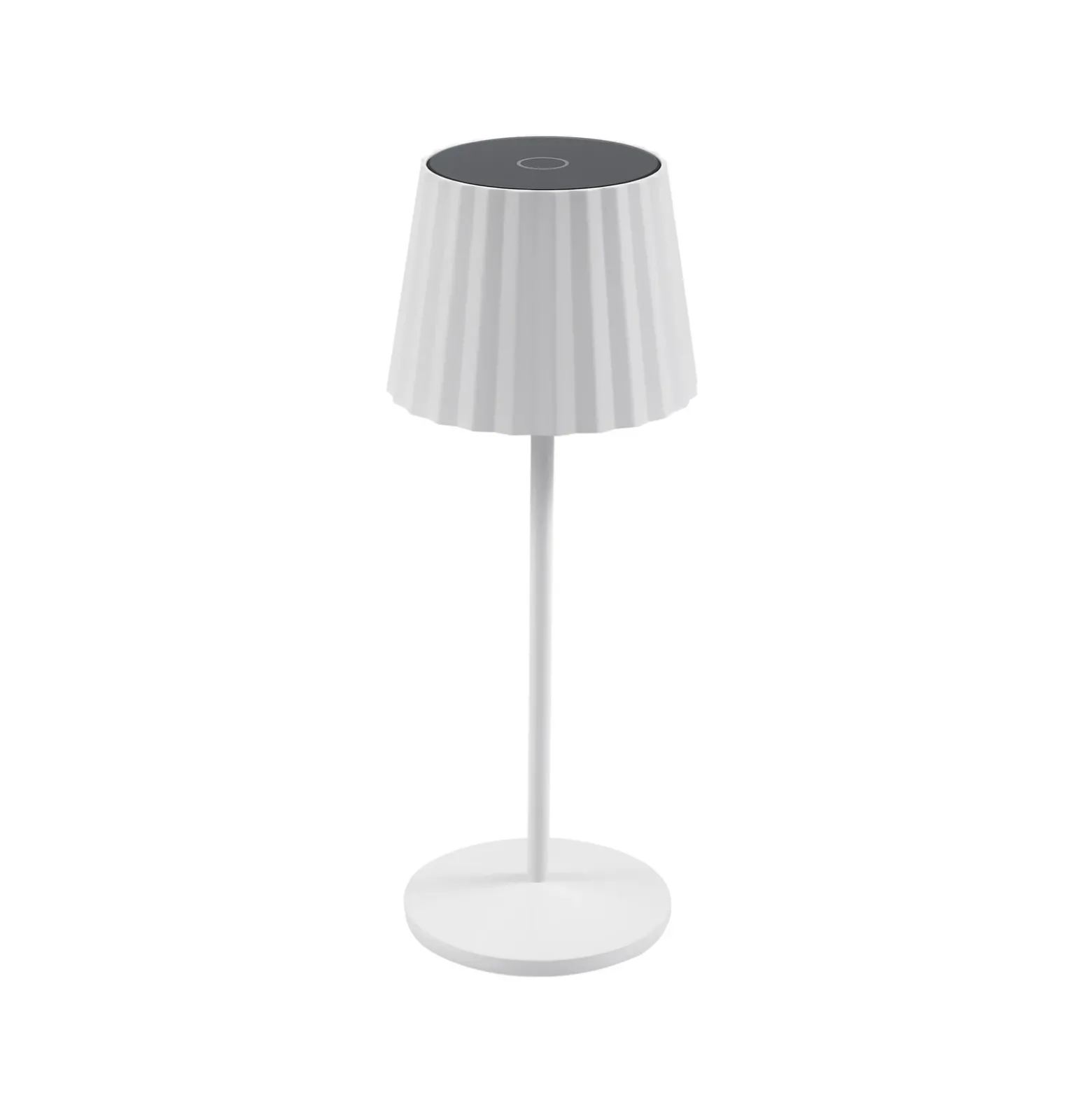 Lámpara de mesa LED Lindby Esali, blanca, ranuras, 29 cm
