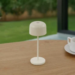 Lámpara de mesa LED Lucande Quill, beige, CCT, atenuable