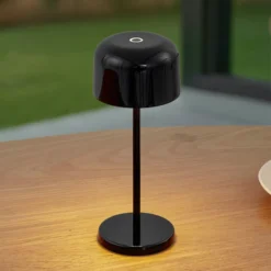 Lámpara de mesa LED Lucande Quill, negra, CCT, atenuable