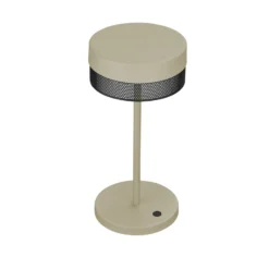 Lámpara de mesa LED Malla batería recargable, altura 30cm arena/negro