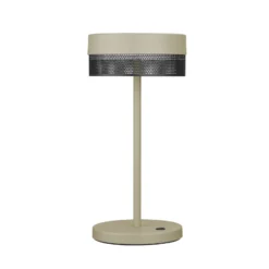 Lámpara de mesa LED Malla batería recargable, altura 30cm arena/negro