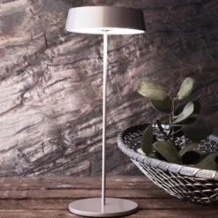 Lámpara de mesa LED Miram, batería, gris