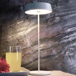Lámpara de mesa LED Miram, batería, blanco