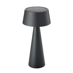 Lámpara de mesa LED recargable Solino, grafito, solar/USB, 26 cm IP44