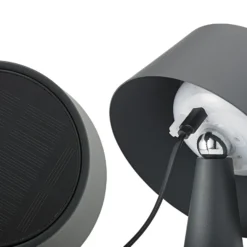 Lámpara de mesa LED recargable Solino, grafito, solar/USB, 26 cm IP44