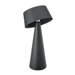 Lámpara de mesa LED recargable Solino, grafito, solar/USB, 26 cm IP44