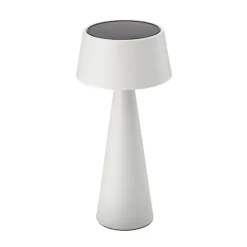 Lámpara de mesa LED recargable Solino, blanca, solar/USB, 26 cm, IP44