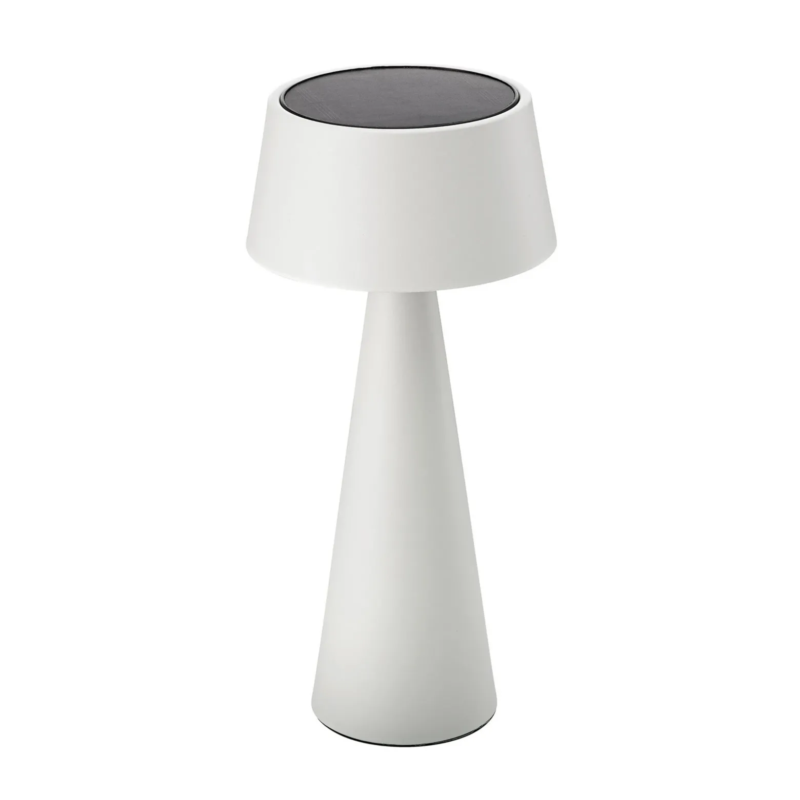 Lámpara de mesa LED recargable Solino, blanca, solar/USB, 26 cm, IP44
