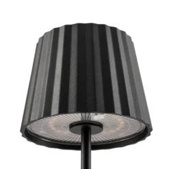 Lámpara de mesa LED recargable Lindby Esali, negra, metal, IP65