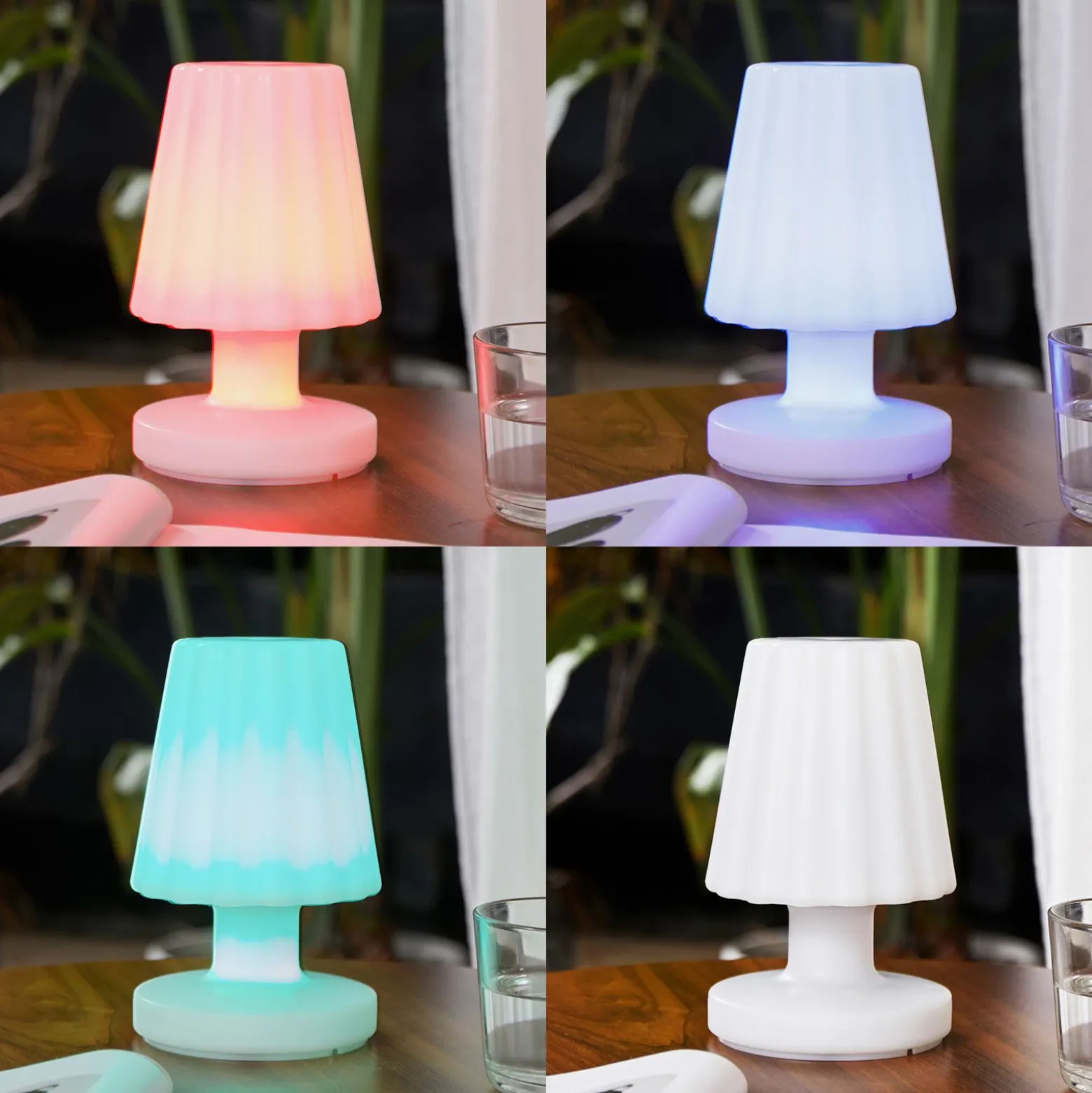 Lámpara de mesa LED recargable Jovem de Lindby, blanca, plástico, RGB