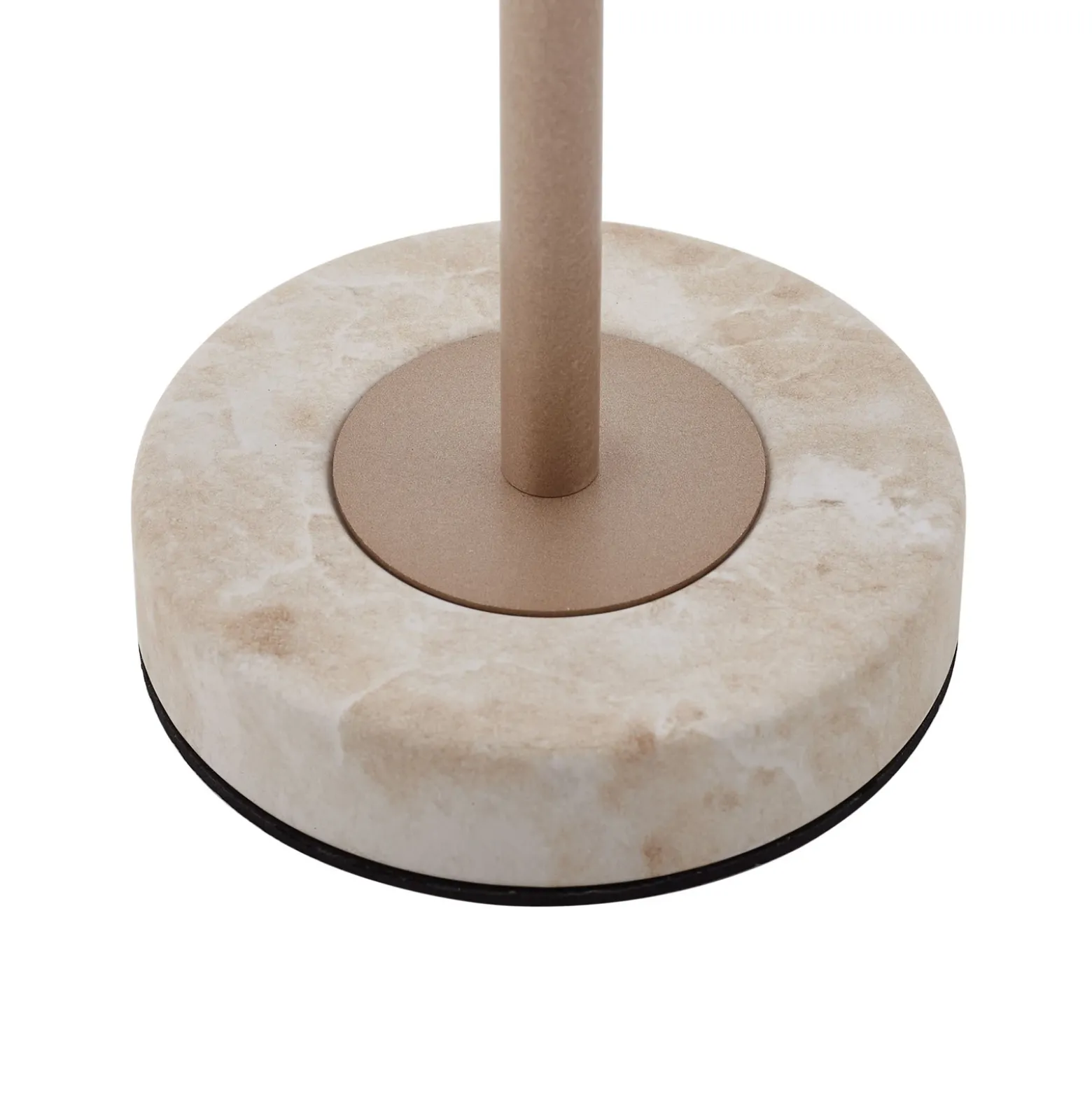 Lámpara de mesa LED recargable Lindby Pippin, dorada/travertino, IP44