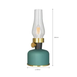 Lámpara de mesa LED recargable Calex Lavinio, verde, con atenuador