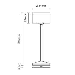 Lámpara de mesa LED recargable Veluna, blanca, altura 25 cm, IP44, atenuable,
