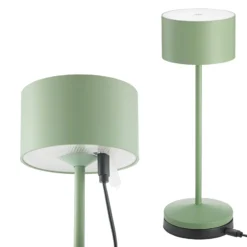 Lámpara de mesa LED recargable Veluna, verde, altura 25 cm, IP44, atenuable, CCT