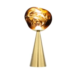 Lámpara de mesa LED recargable Melt de Tom Dixon, color dorado, altura 29 cm