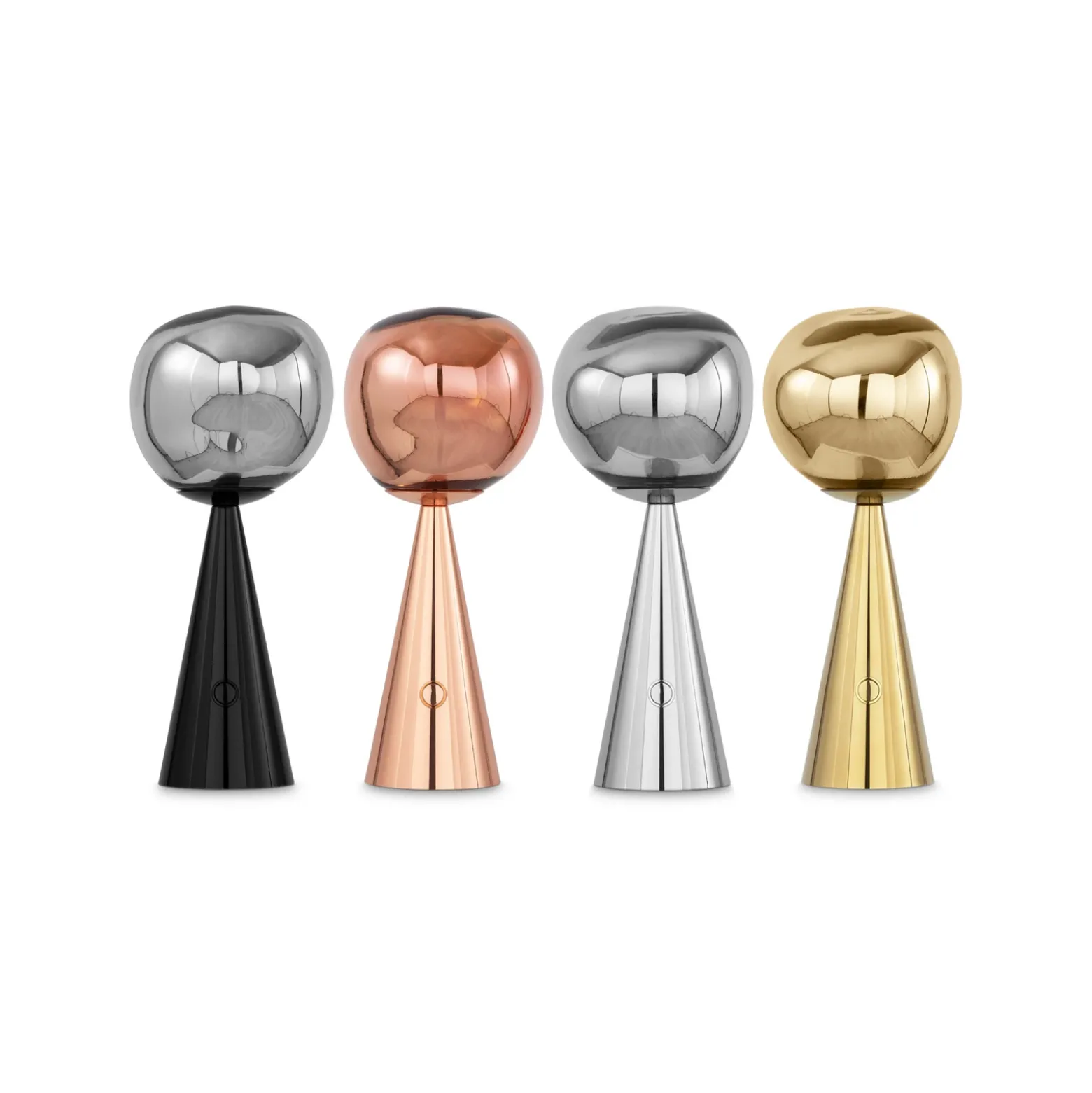 Lámpara de mesa LED recargable Melt de Tom Dixon, color dorado, altura 29 cm
