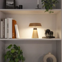 Lámpara de mesa LED recargable Paulmann Lirox, beige/negro, 20 cm, IP44