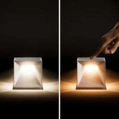 Lámpara de mesa LED recargable Nutalis, gris grafito, IP54, atenuable