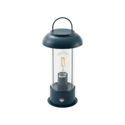Lámpara de mesa LED recargable Lindby Yvette, azul, IP44, regulador táctil