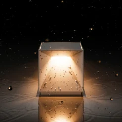 Lámpara de mesa LED recargable Nutalis, gris niebla, IP54, atenuable