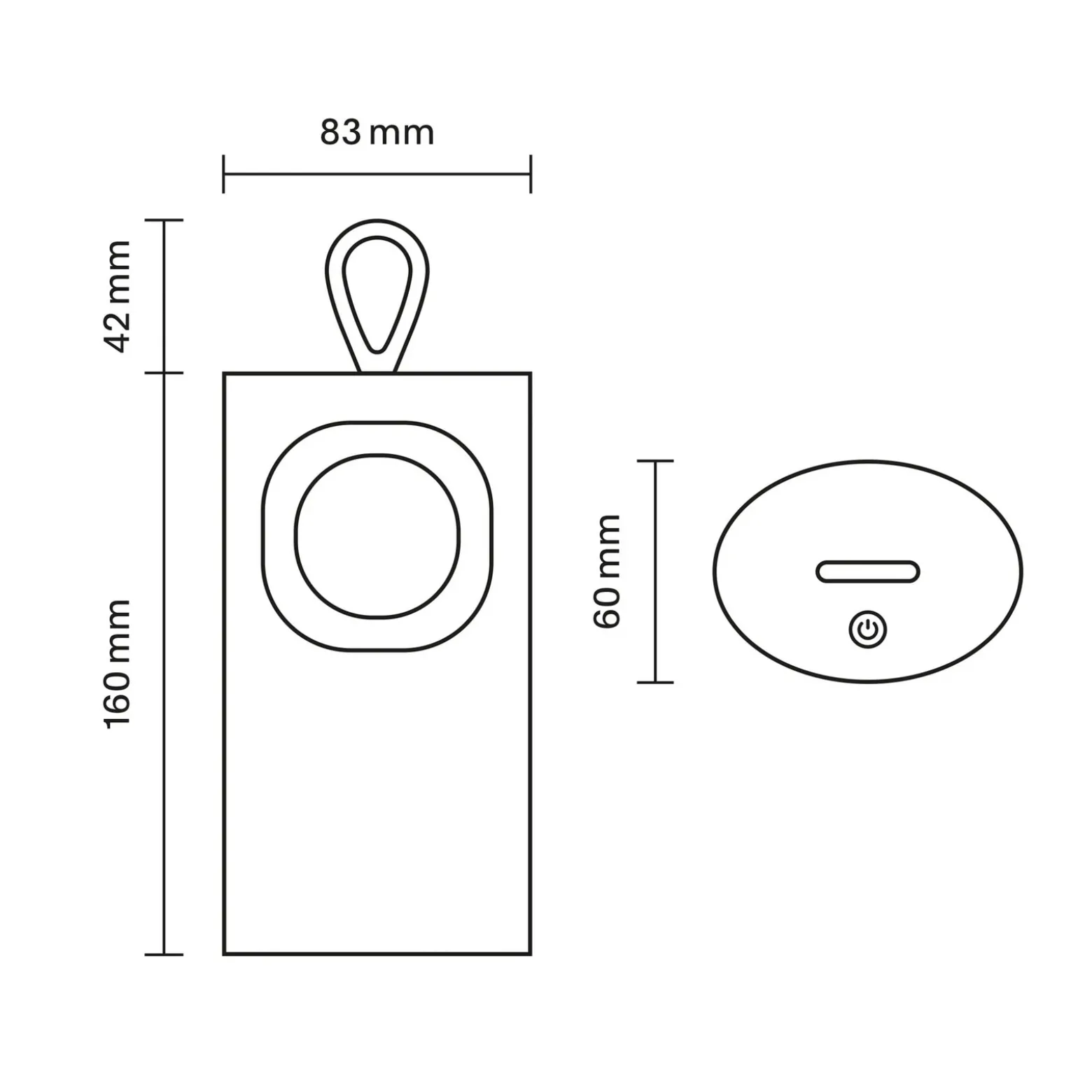 Lámpara de mesa LED recargable Lunari, negro, 16 cm, metal, CCT IP44