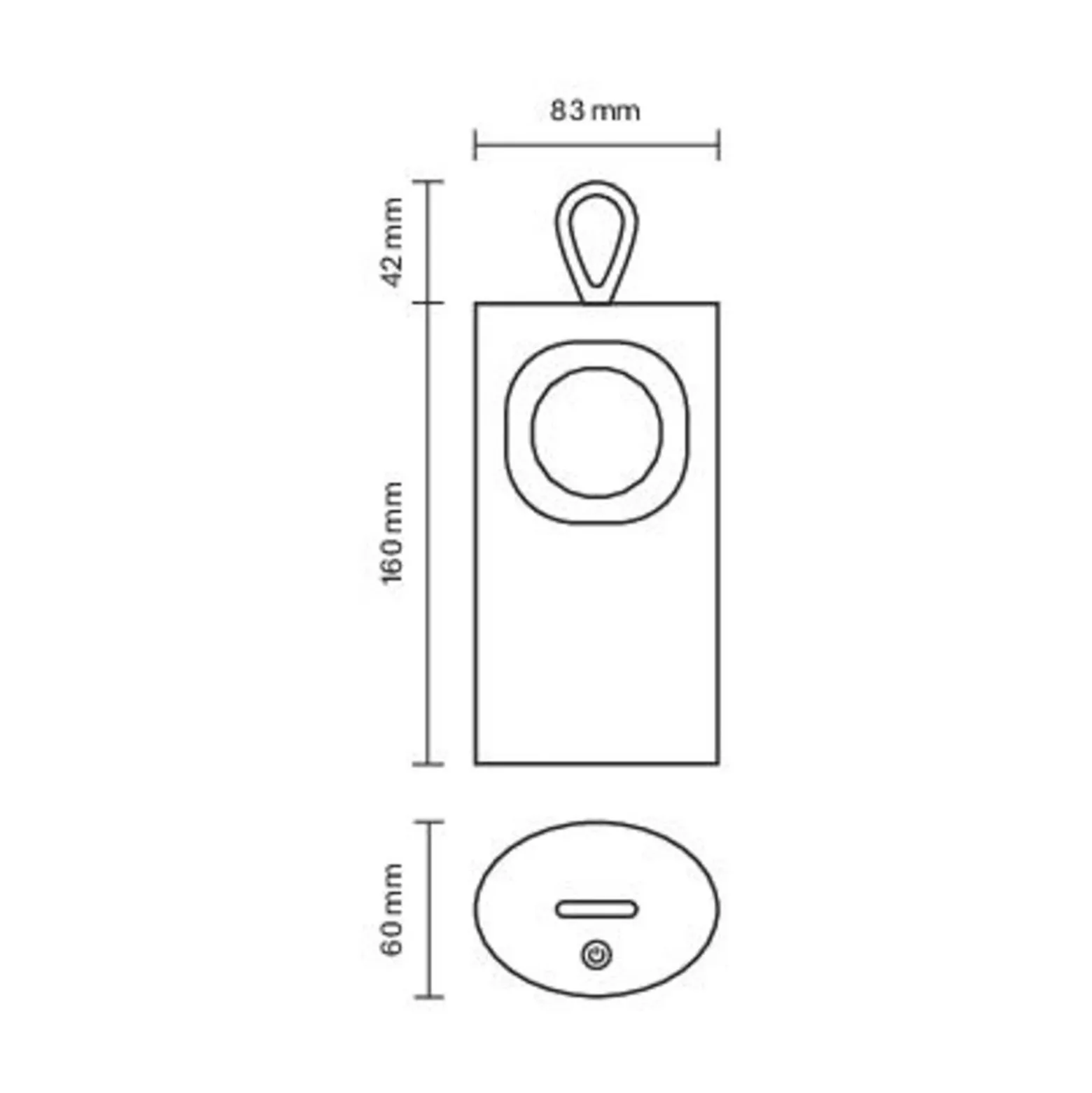 Lámpara de mesa LED recargable Lunari, negro, 16 cm, metal, CCT IP44